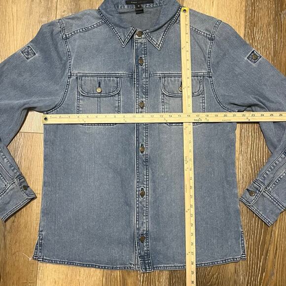 Marc Jacobs Denim Jean Jacket/Shacket Distressed Mens Medium Button Up Classic - Picture 7 of 8